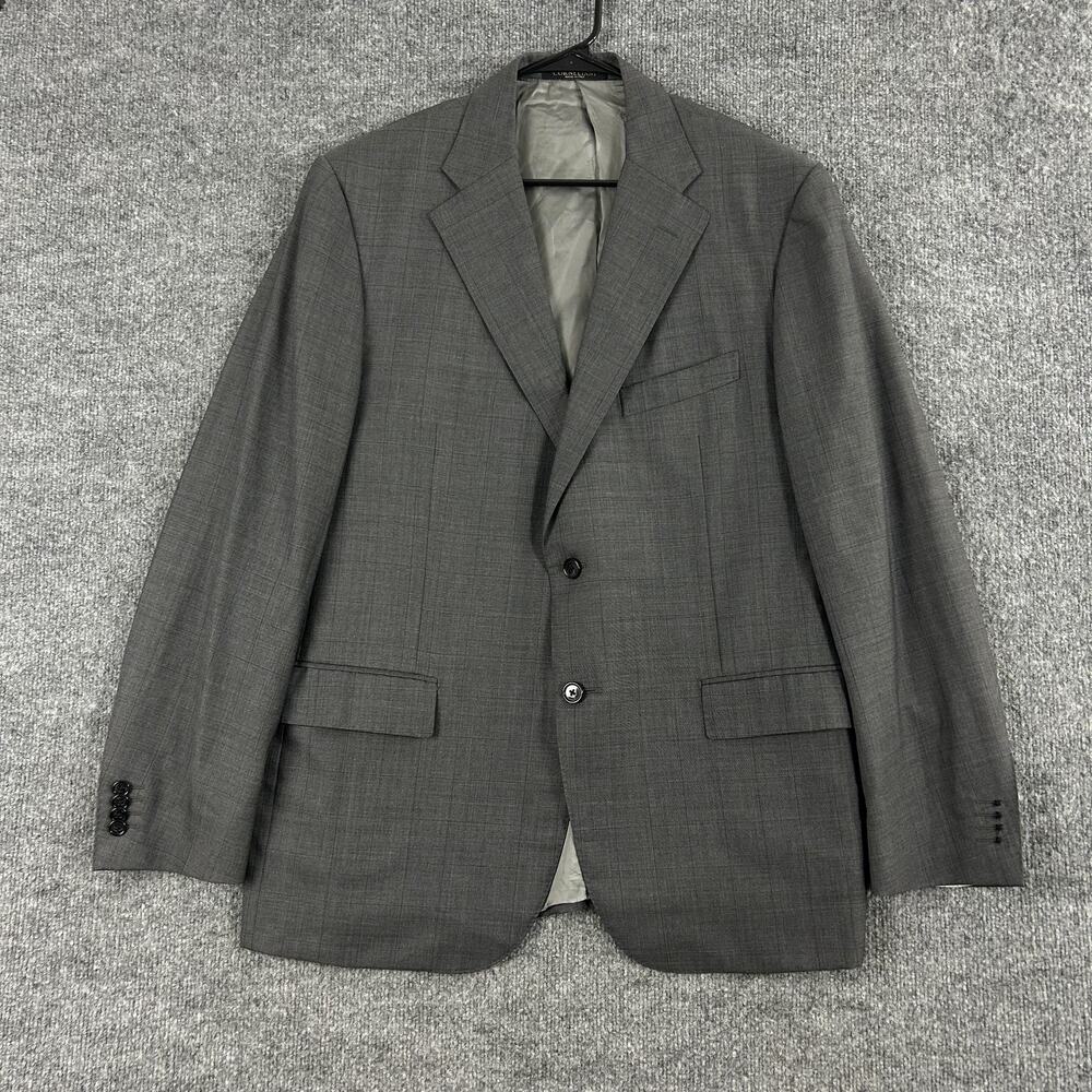 Corneliani Blazer Men 56R Gray Super 150s Wool Silk Check Italy Business Office